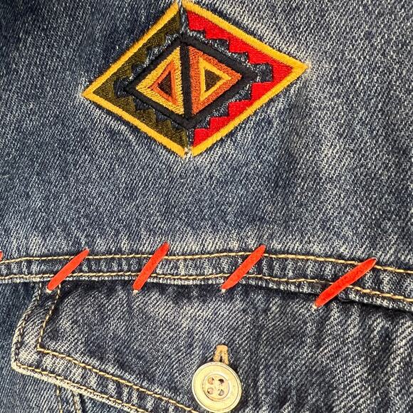 CST Blues Jean Button Down Cotton Shirt Jacket Shacket Southwest Embroidery 20W - Picture 6 of 7